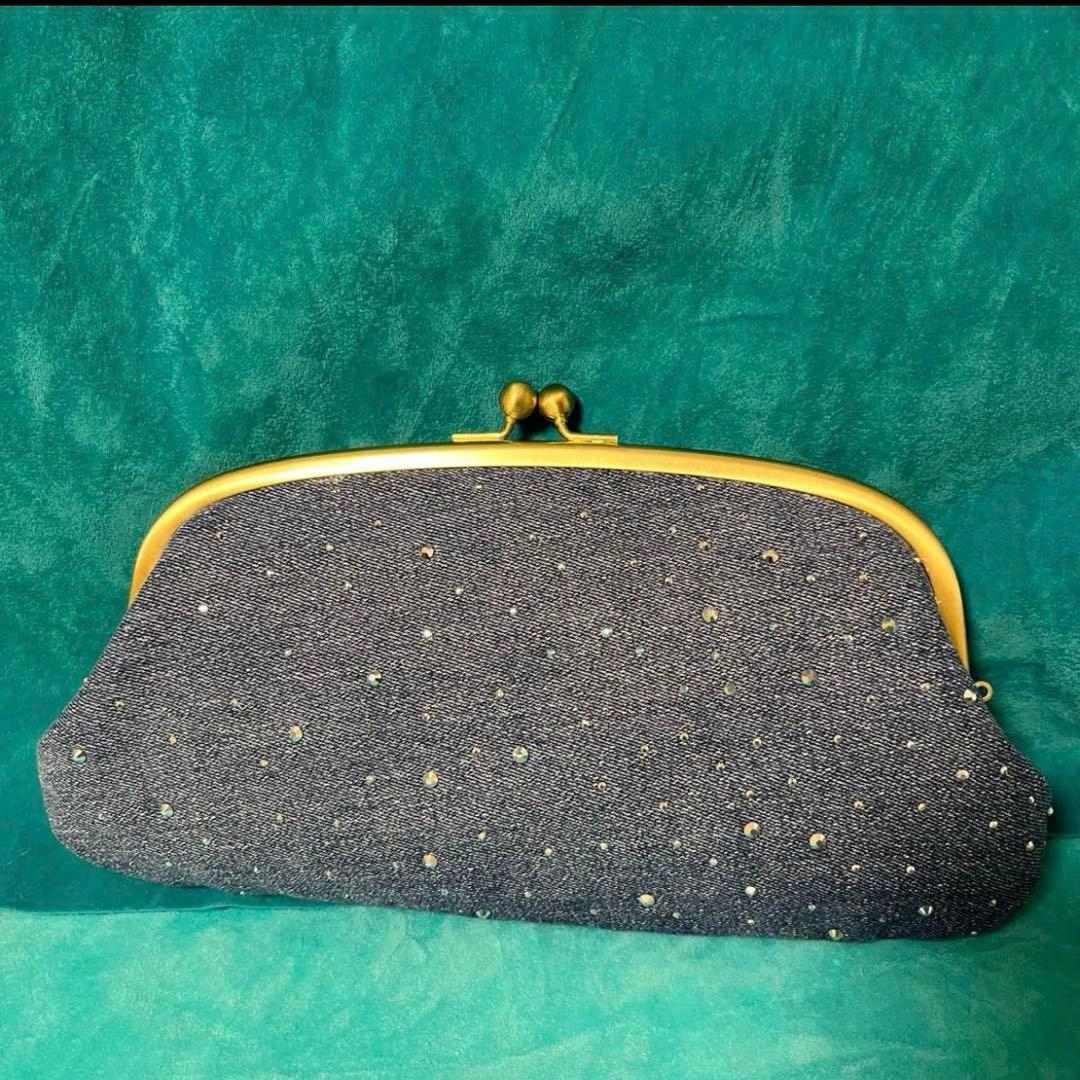 新品ラインストーンデニムリメイク　親子がま口長財布