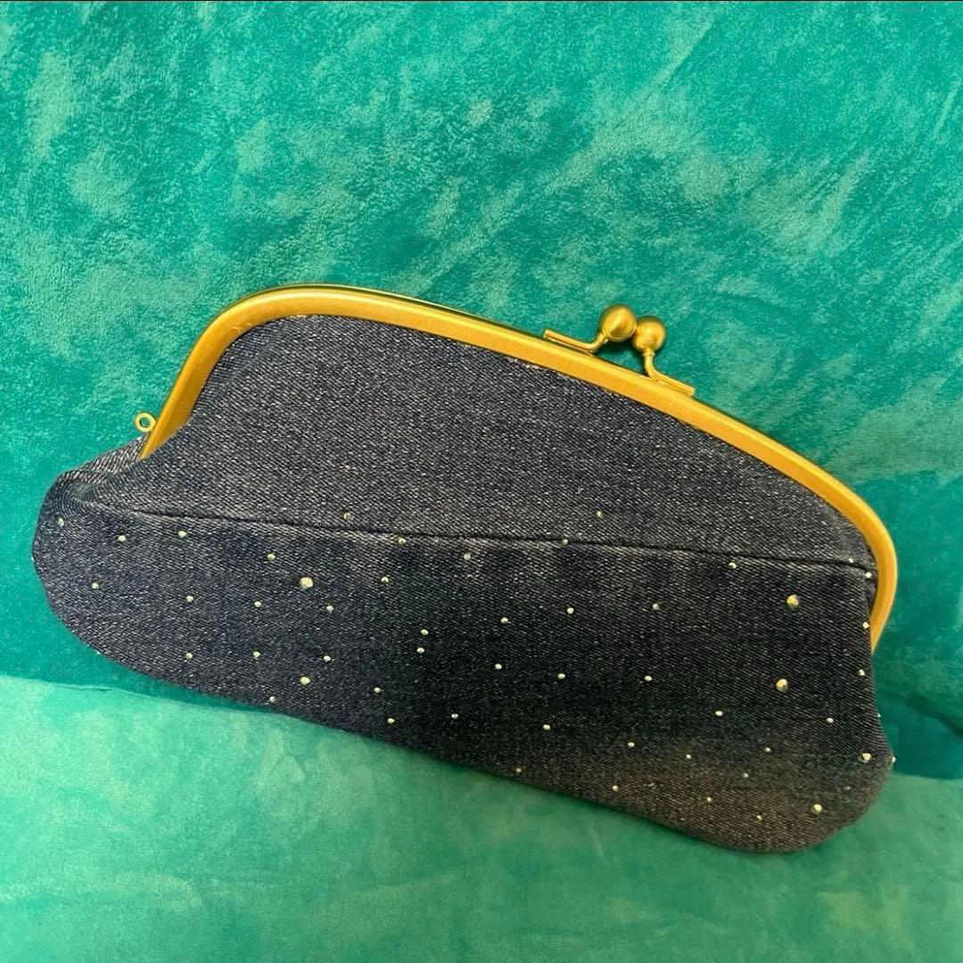 新品ラインストーンデニムリメイク　親子がま口長財布