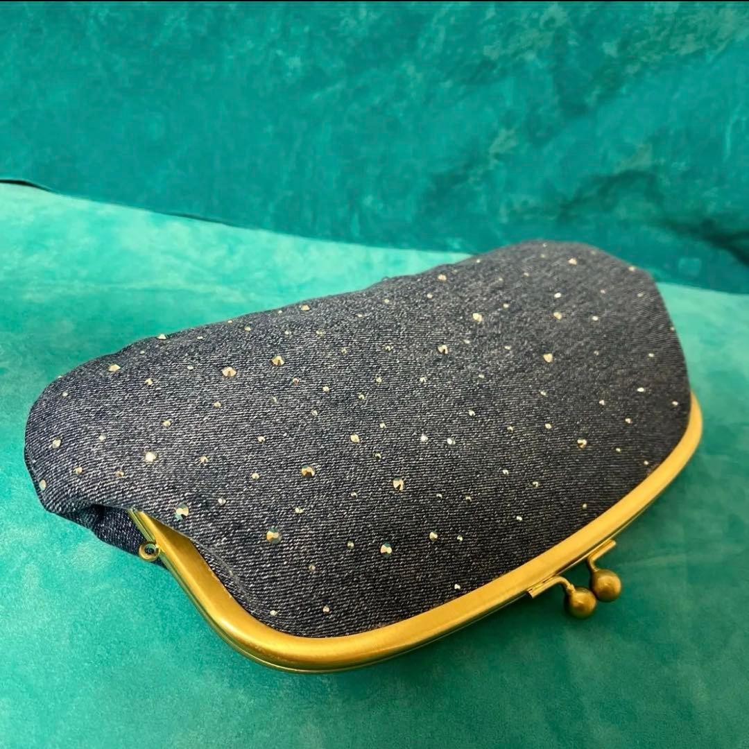 新品ラインストーンデニムリメイク　親子がま口長財布