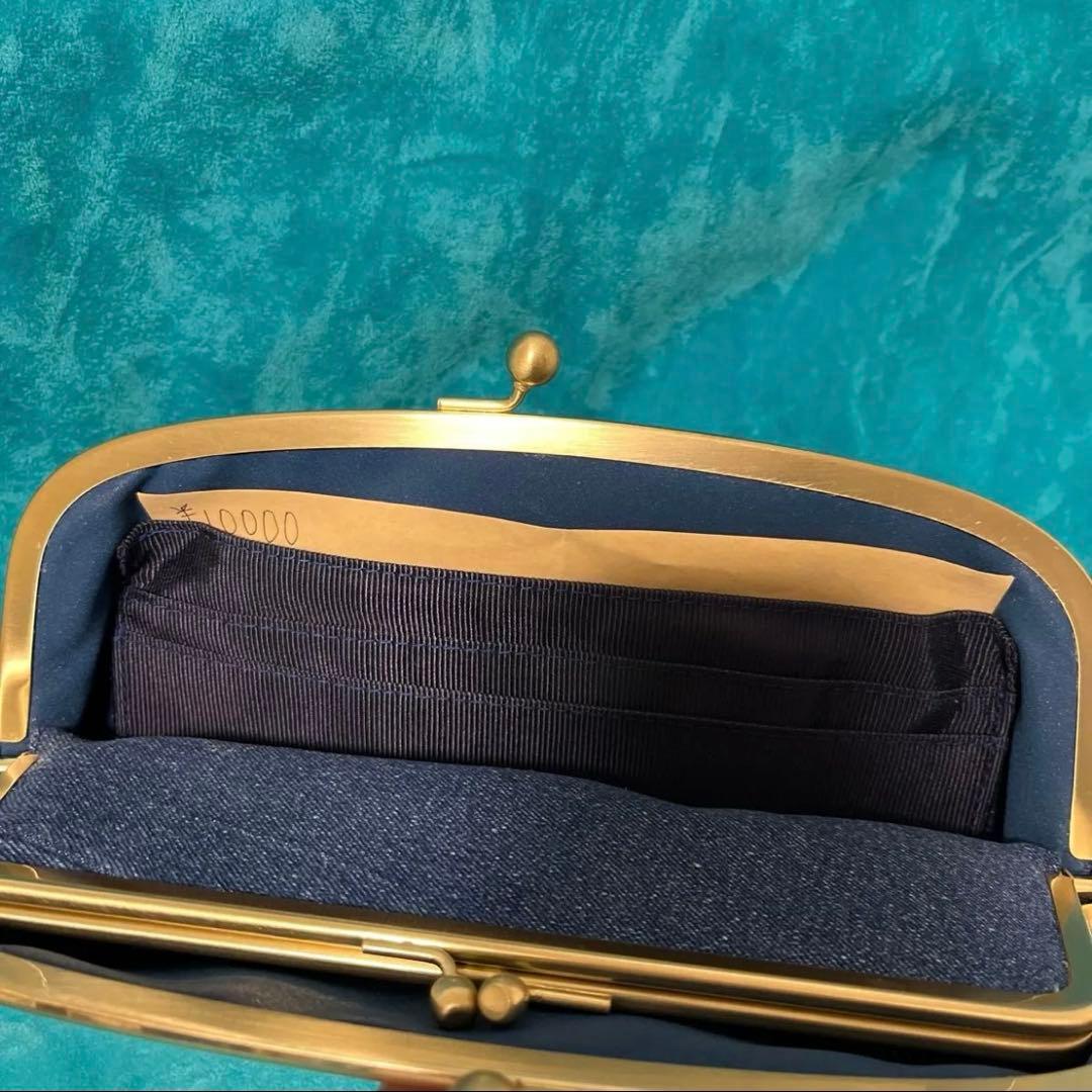 新品ラインストーンデニムリメイク　親子がま口長財布