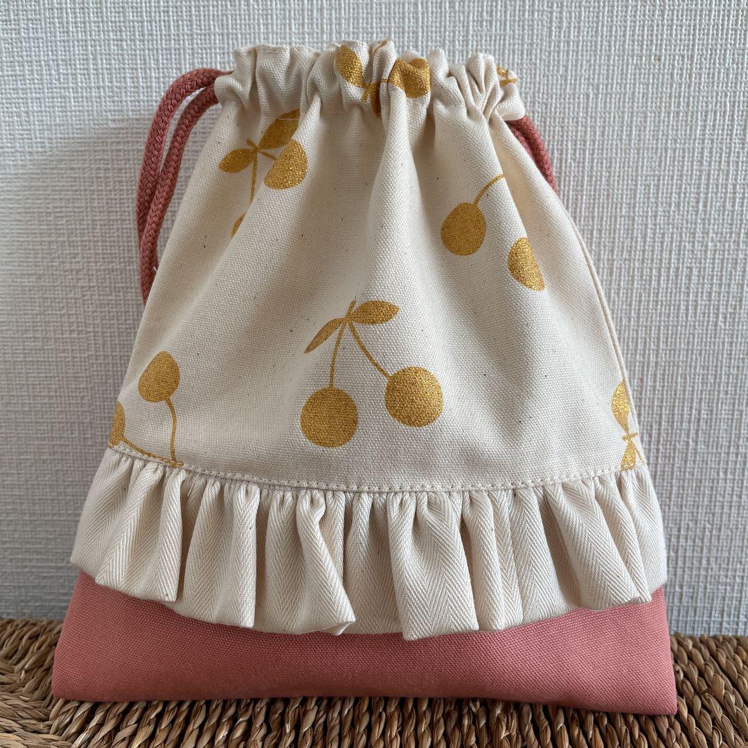 ハンドメイド　さくらんぼ、フリル　テラコッタ　入園入学セット￼