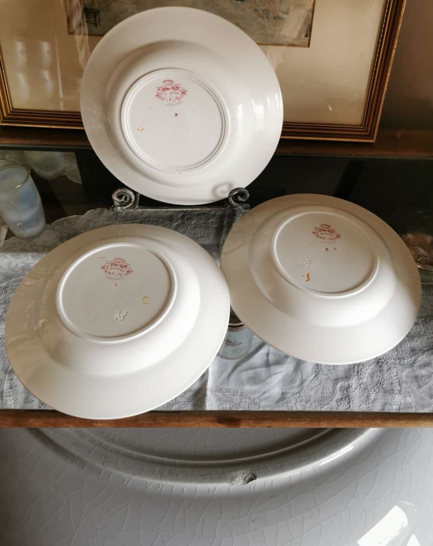 アンティーク サルグミンヌ 花柄φ24.3㌢ディープ大皿 美しい深皿３枚セットβ