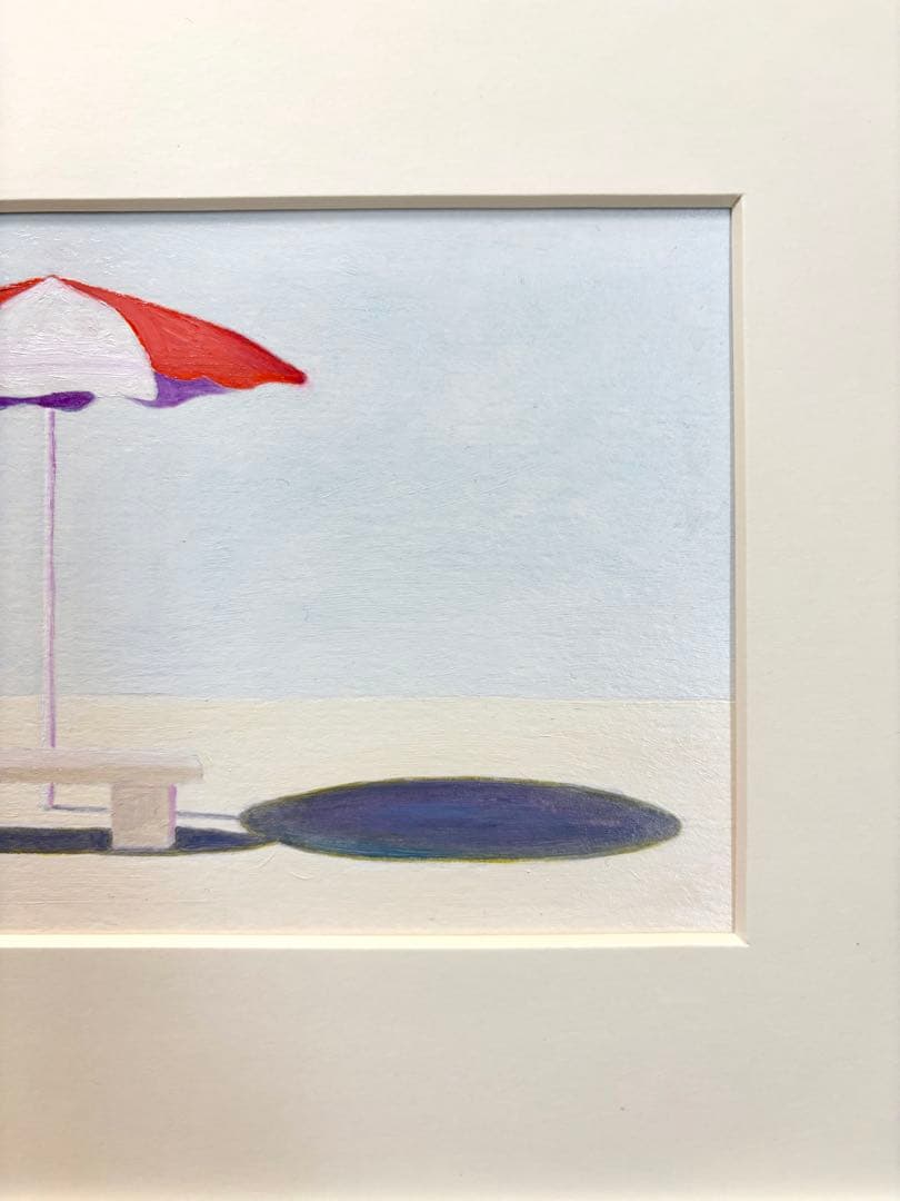 油絵　パラソル　原画　フレーム付き
