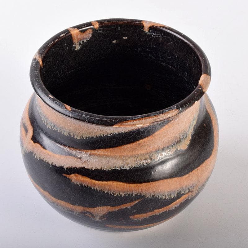 中国　磁州窯黒釉　壺　花入　C　6888