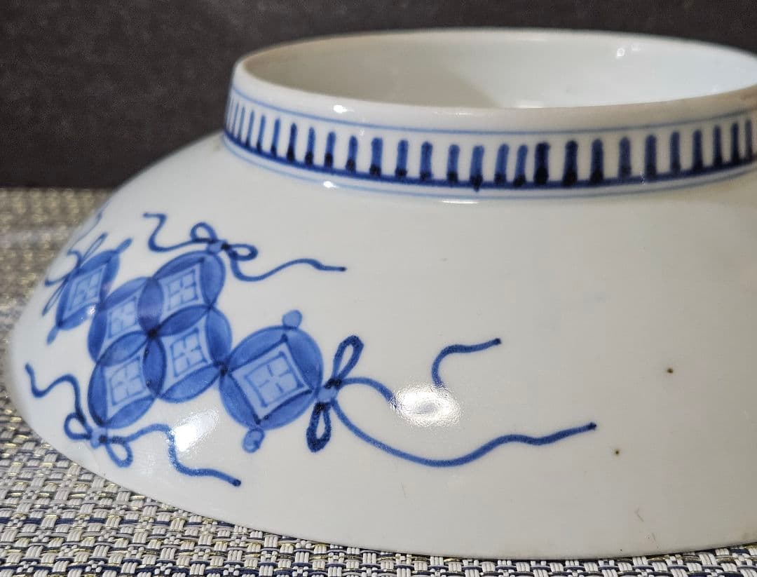 江戸時代後期　後期藍鍋島　芙蓉文様 櫛高台皿　径 約20.8cm