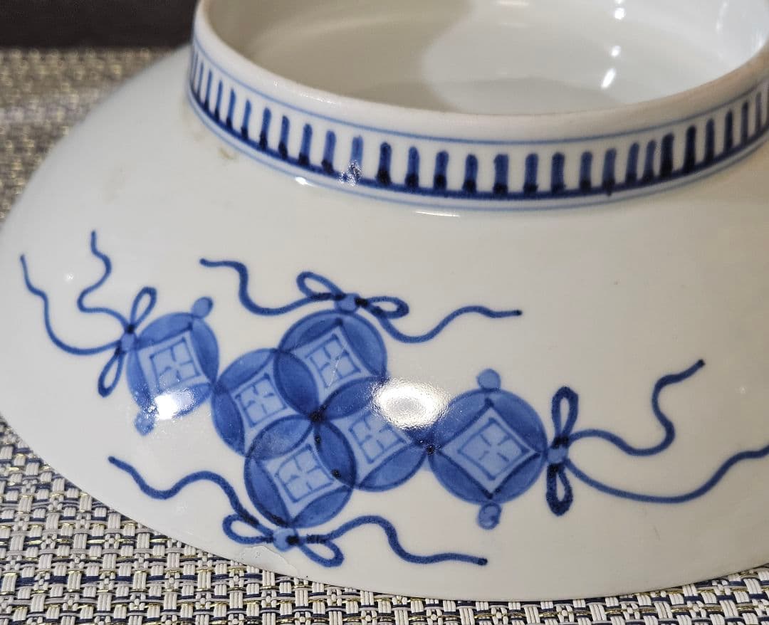 江戸時代後期　後期藍鍋島　芙蓉文様 櫛高台皿　径 約20.8cm