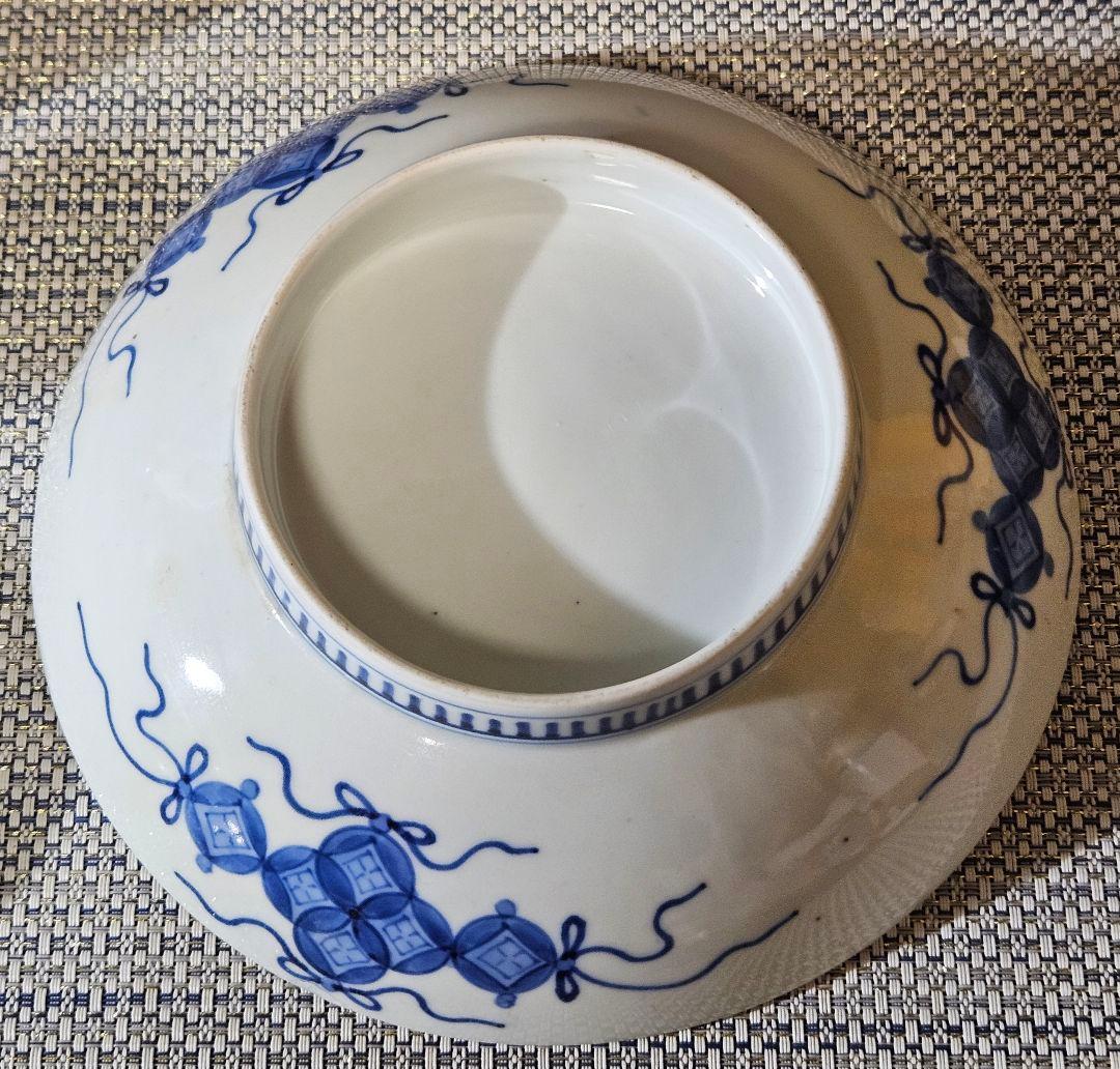 江戸時代後期　後期藍鍋島　芙蓉文様 櫛高台皿　径 約20.8cm