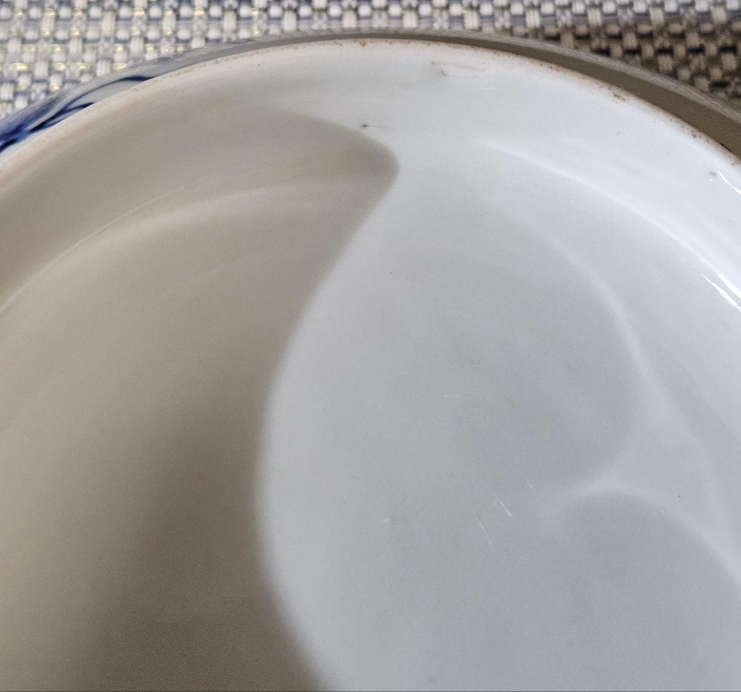 江戸時代後期　後期藍鍋島　芙蓉文様 櫛高台皿　径 約20.8cm