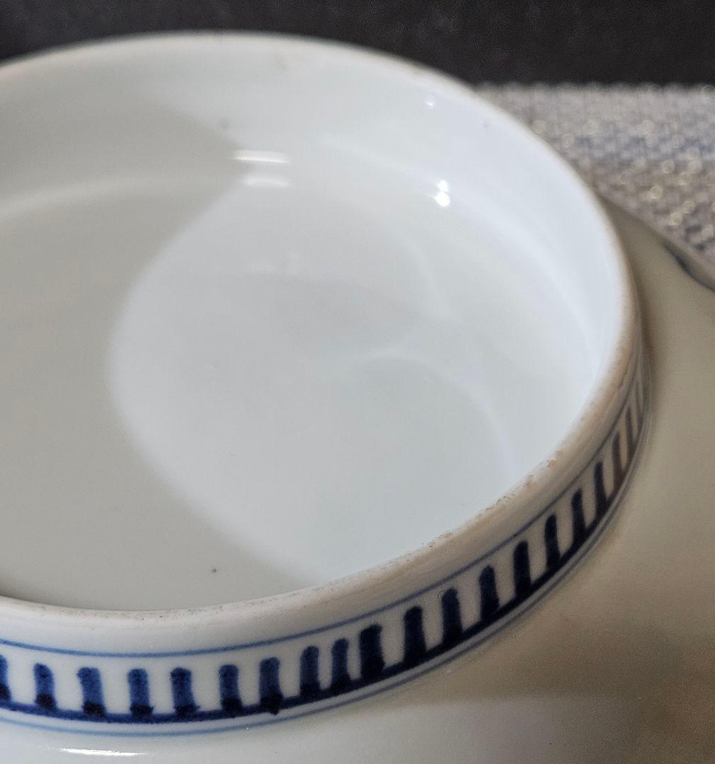 江戸時代後期　後期藍鍋島　芙蓉文様 櫛高台皿　径 約20.8cm