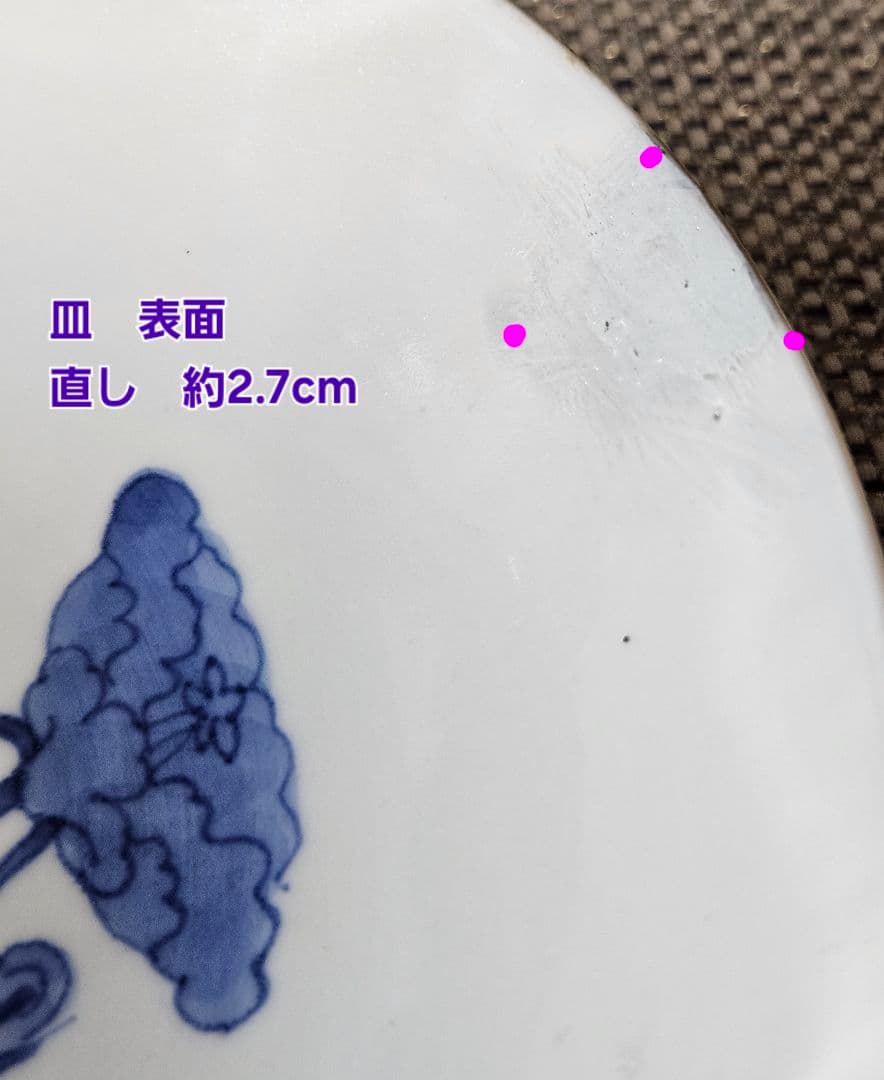 江戸時代後期　後期藍鍋島　芙蓉文様 櫛高台皿　径 約20.8cm