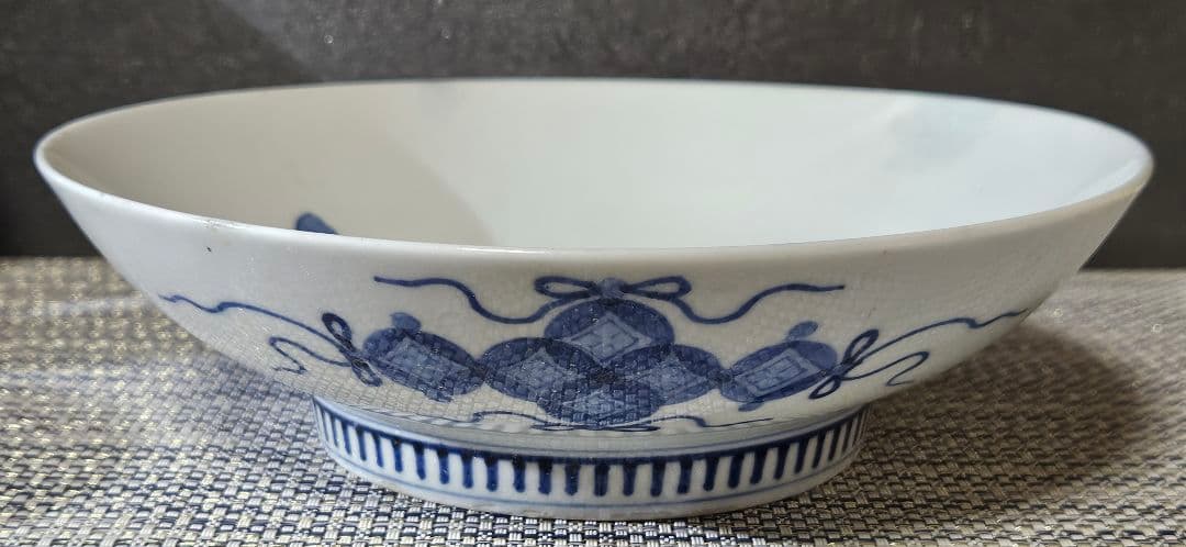江戸時代後期　後期藍鍋島　芙蓉文様 櫛高台皿　径 約20.8cm