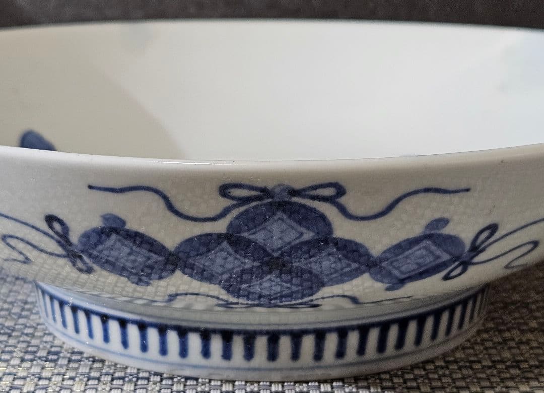 江戸時代後期　後期藍鍋島　芙蓉文様 櫛高台皿　径 約20.8cm