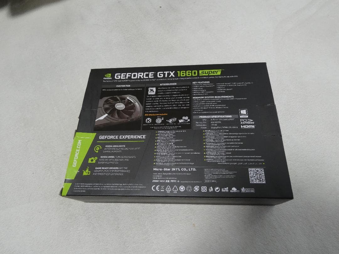 グラフィックボード・グラボ・ビデオカード MSI GeForce GTX 1660 SUPER AERO OC 6GB