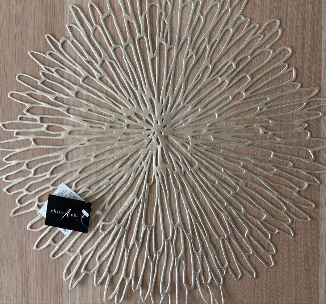 チルウィッチ ランチョンマット ブルーム ラウンド 4枚 ガンメタル　シルバー