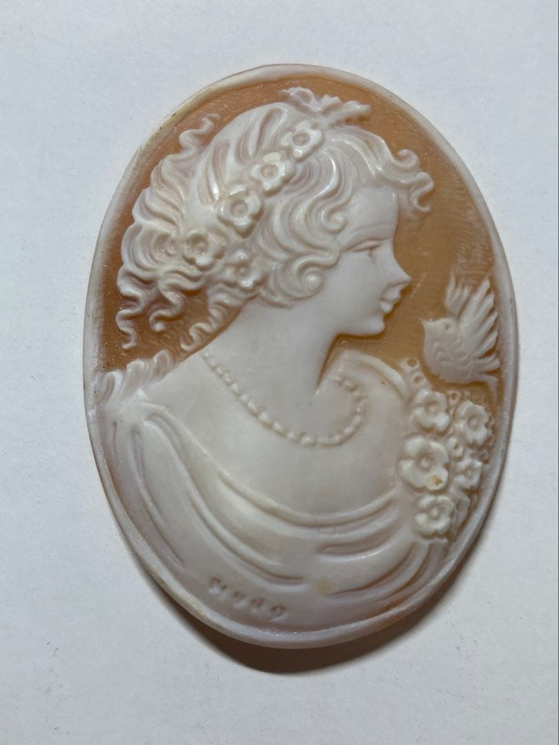 シェル製　女性彫刻カメオルース　3点セット