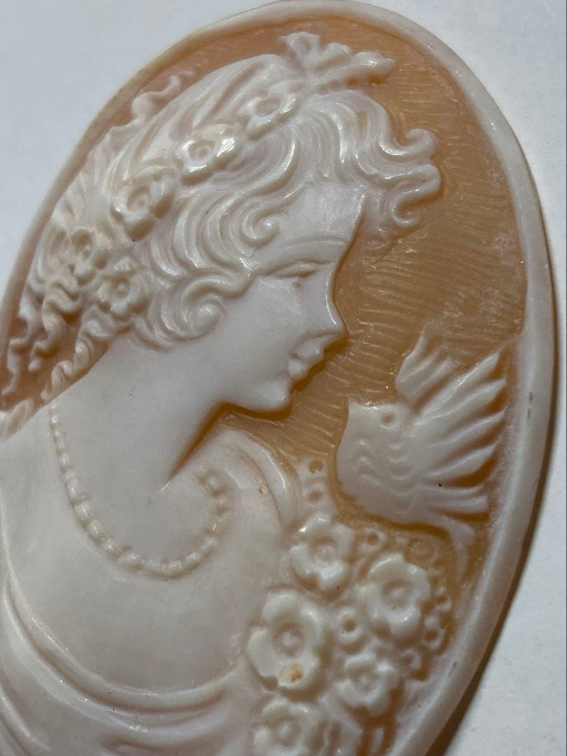 シェル製　女性彫刻カメオルース　3点セット