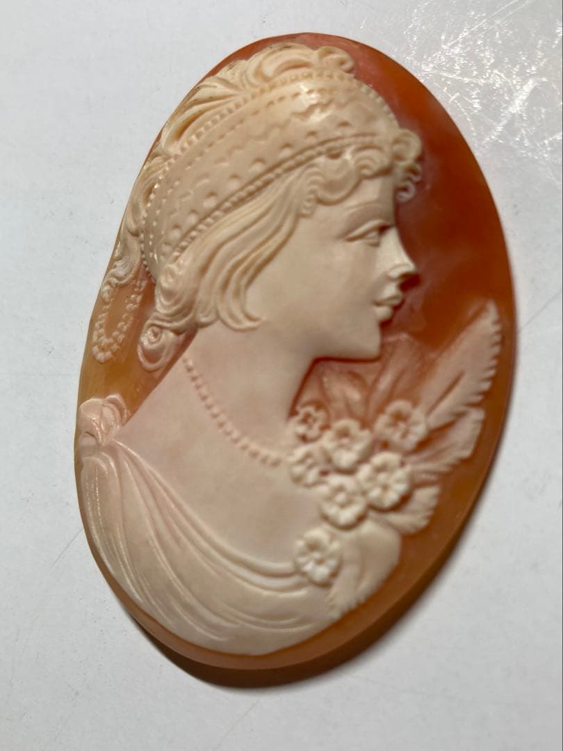 シェル製　女性彫刻カメオルース　3点セット