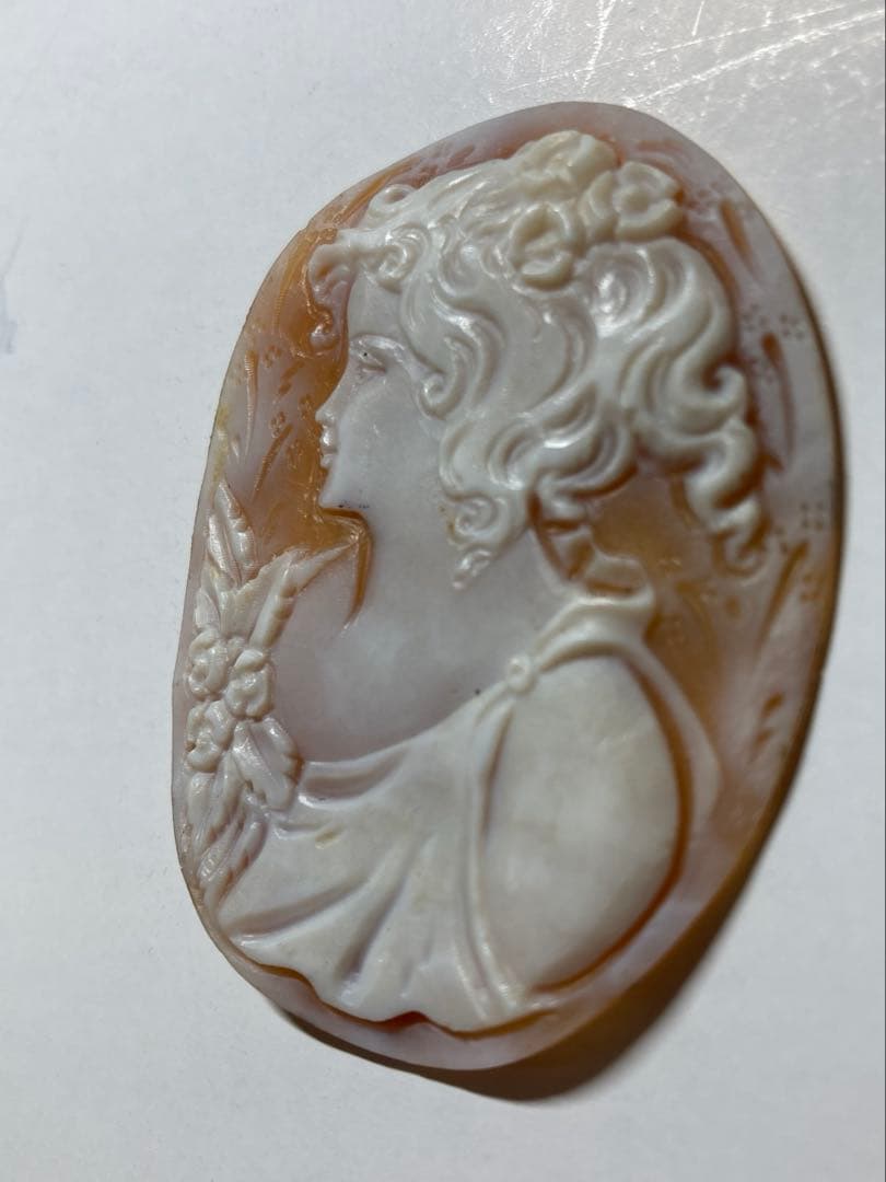 シェル製　女性彫刻カメオルース　3点セット