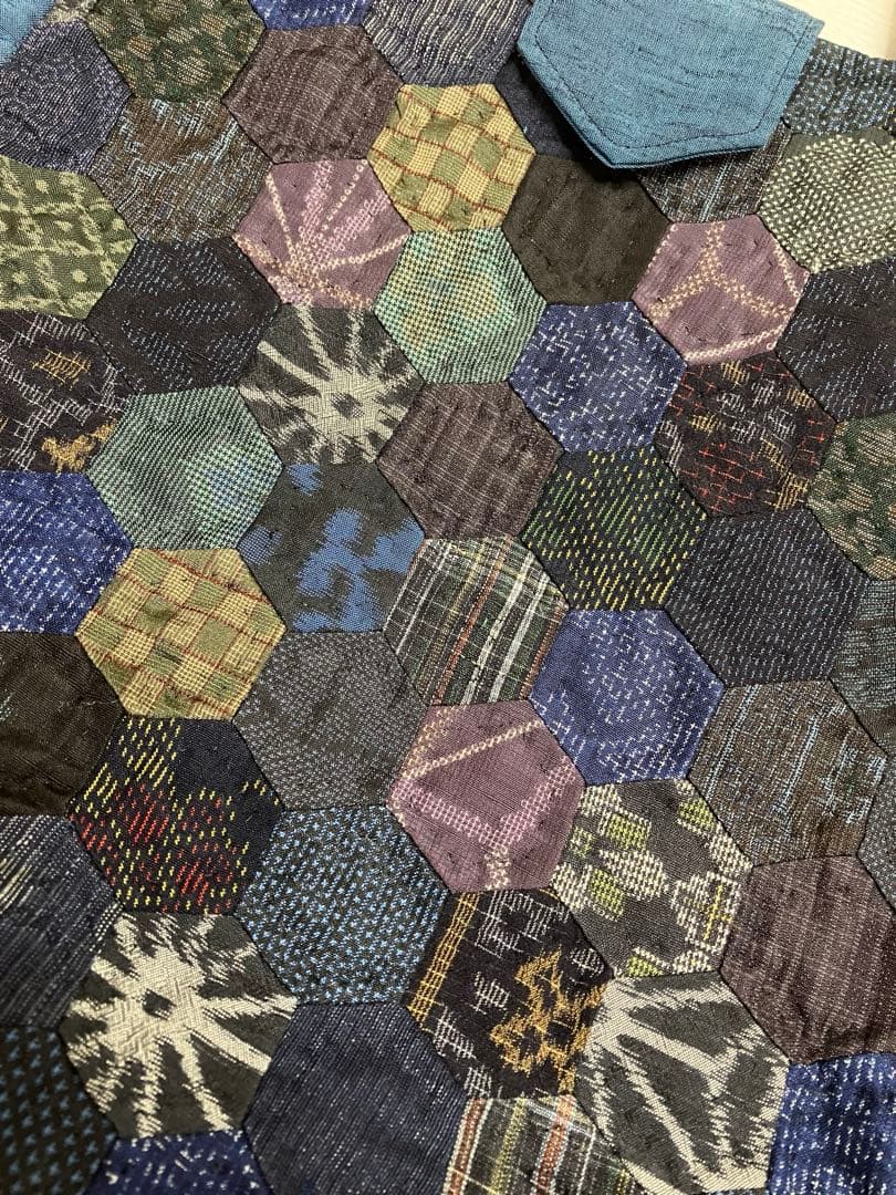 ハンドメイド　パッチワーク　着物リメイク　トートバッグ　古布　絹