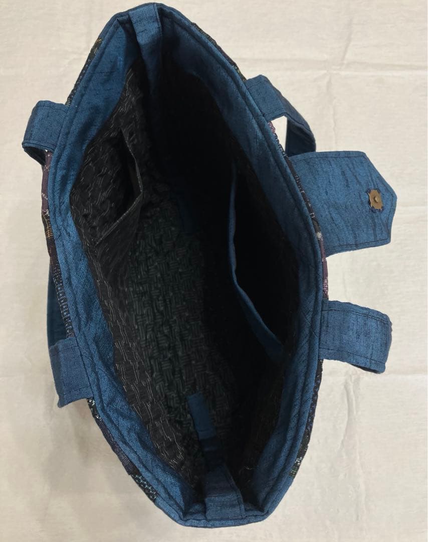 ハンドメイド　パッチワーク　着物リメイク　トートバッグ　古布　絹