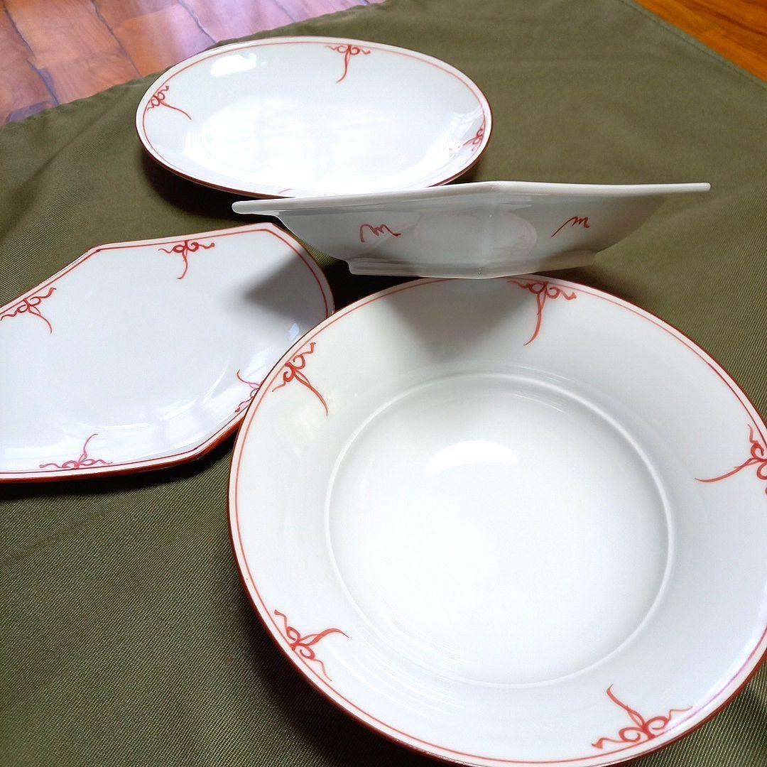 波佐見焼 洸琳窯 渕ヨーラクシリーズ皿4枚セット 未使用品