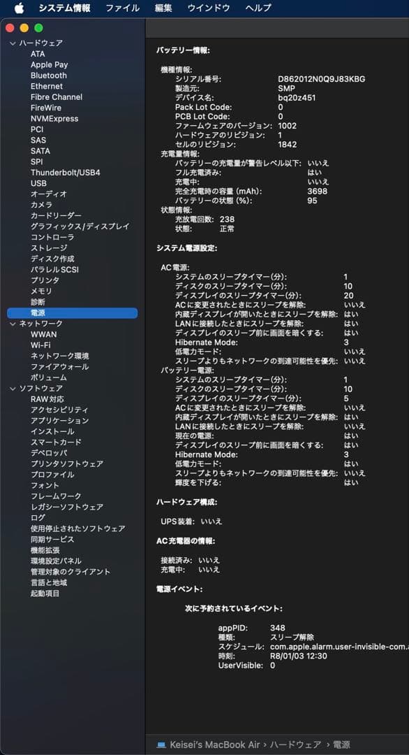 MacBook本体 Apple MacBook Air 2019 256GB