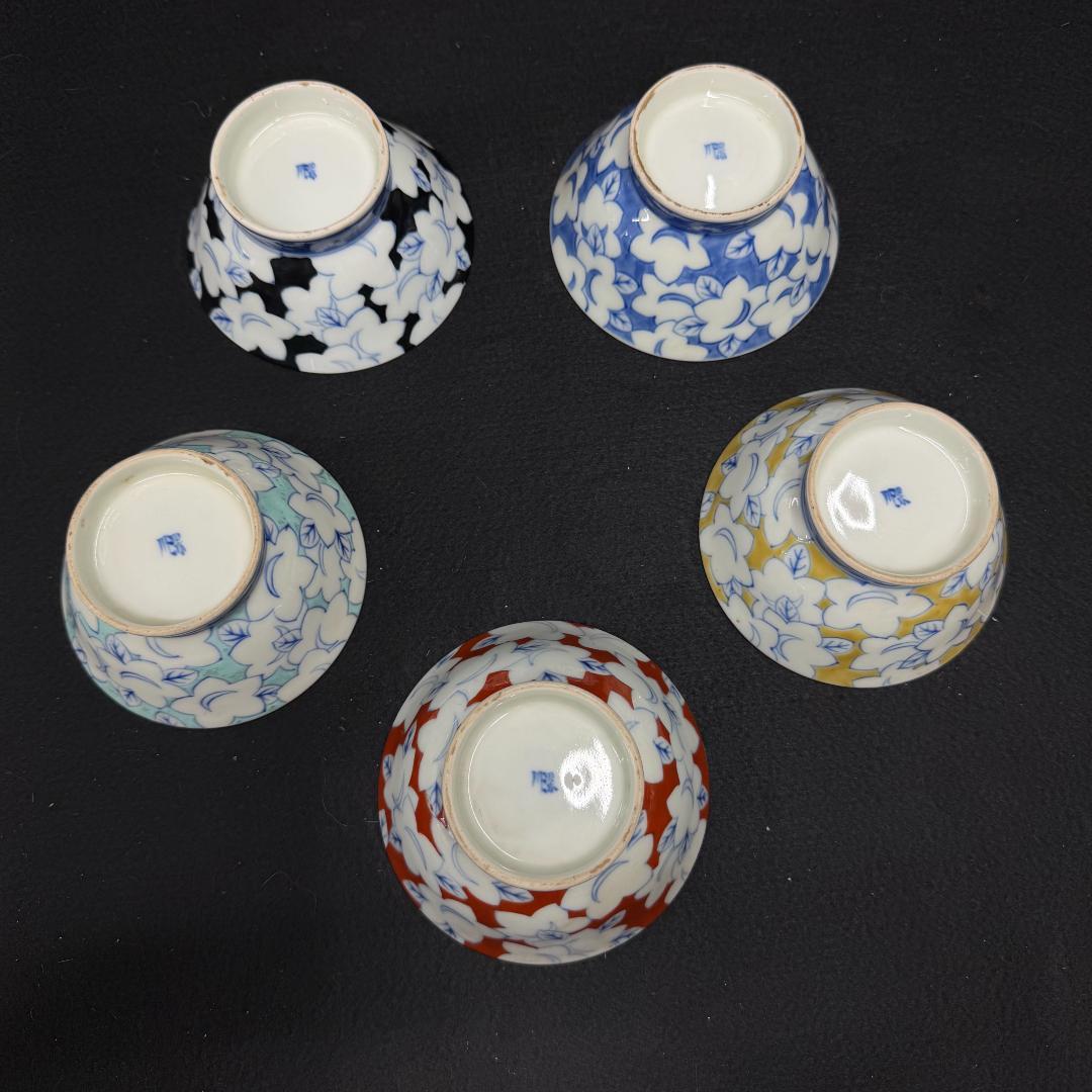 希少品！深川　明治時代　香蘭社深川製　茶碗　絵変わり5個 共箱