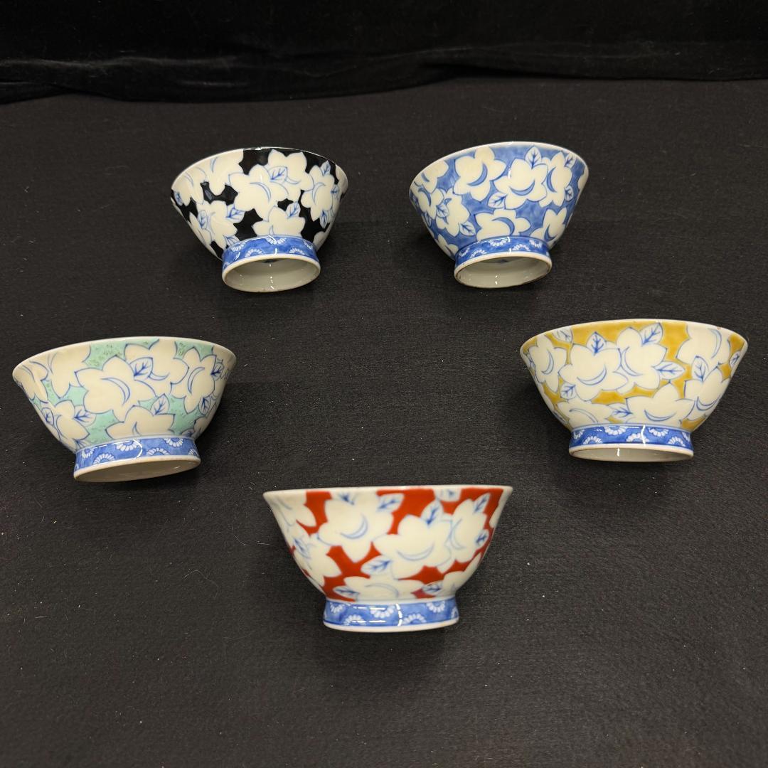 希少品！深川　明治時代　香蘭社深川製　茶碗　絵変わり5個 共箱