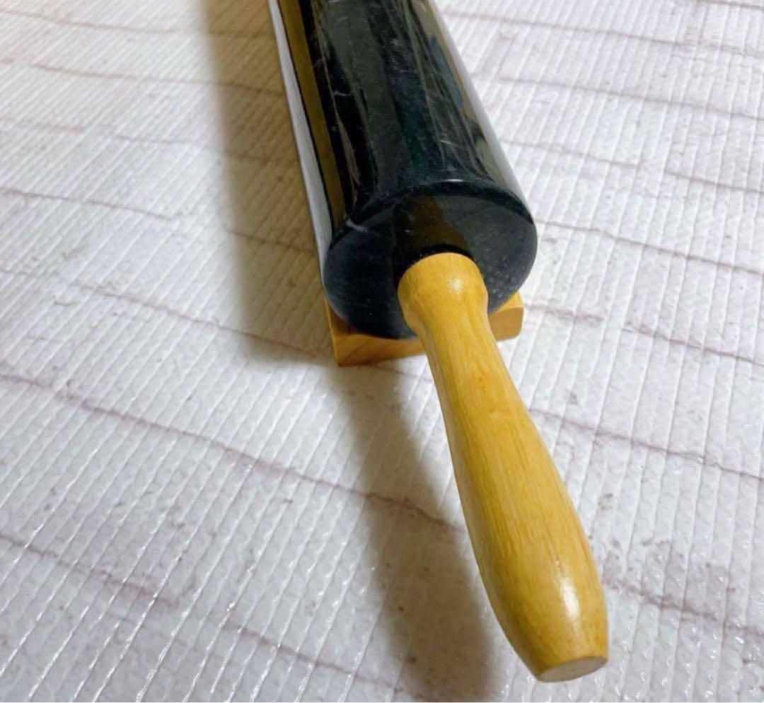 【未使用】大理石製めん棒　ブラック18インチ 天然大理石