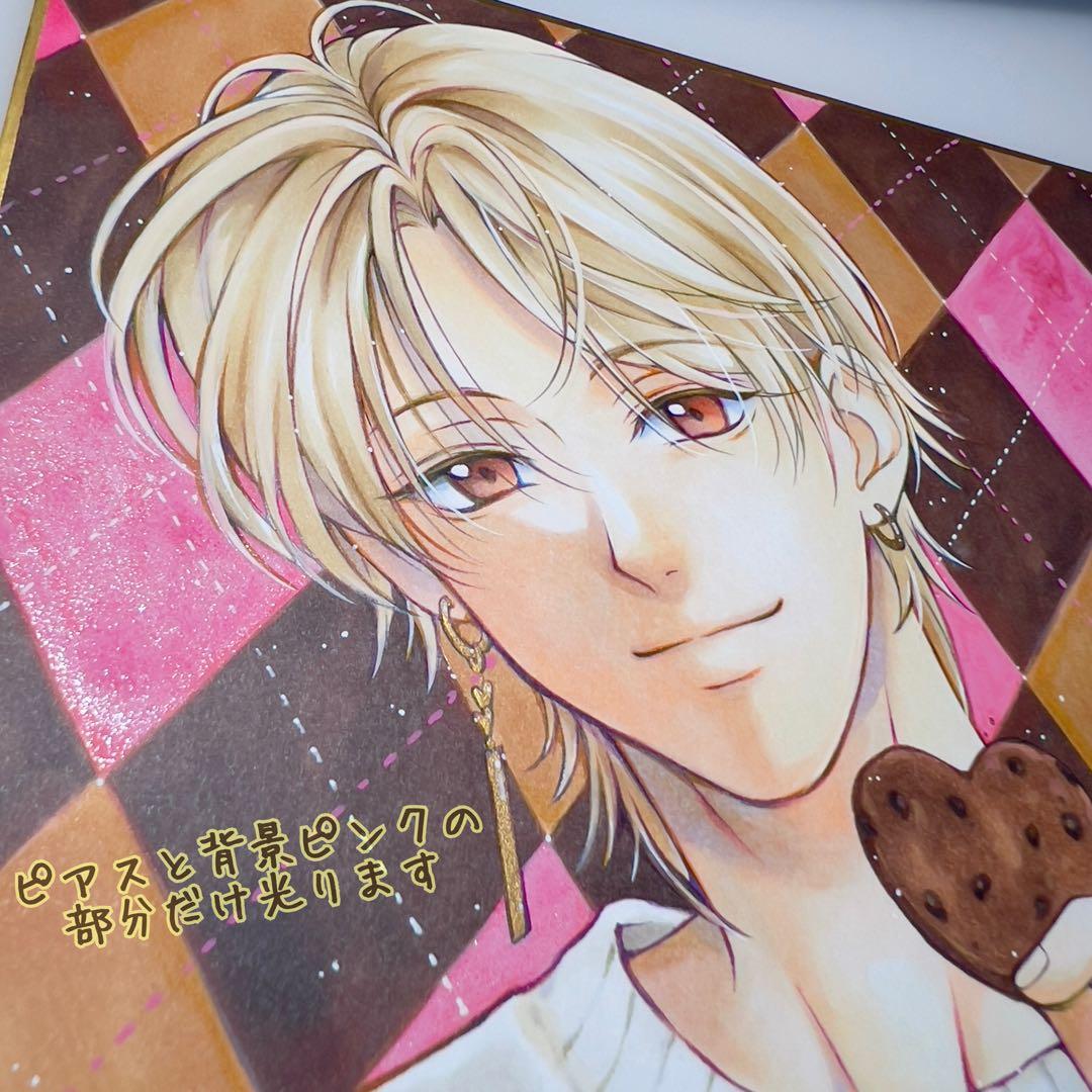 m*a様 【原画】バレンタイン＊ハートクッキーの男の子＊手描きイラスト 色紙