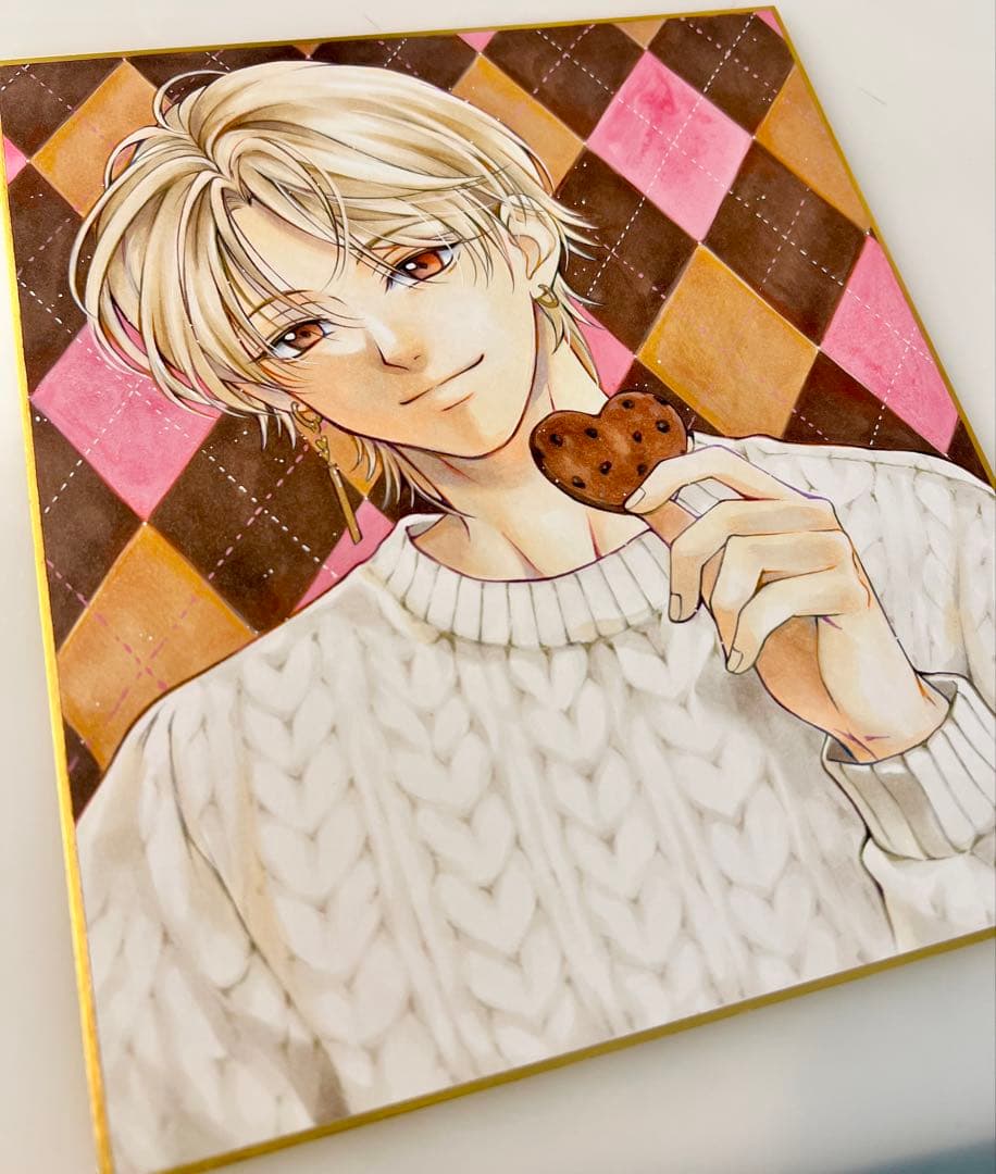 m*a様 【原画】バレンタイン＊ハートクッキーの男の子＊手描きイラスト 色紙