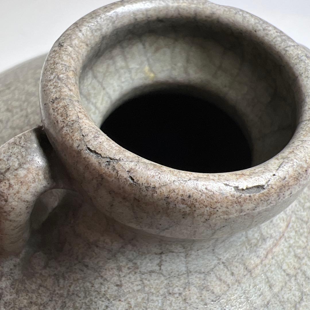 古代中国　双耳壺　幅約20/高さ15.5cm 東K8-0227①タトコニ