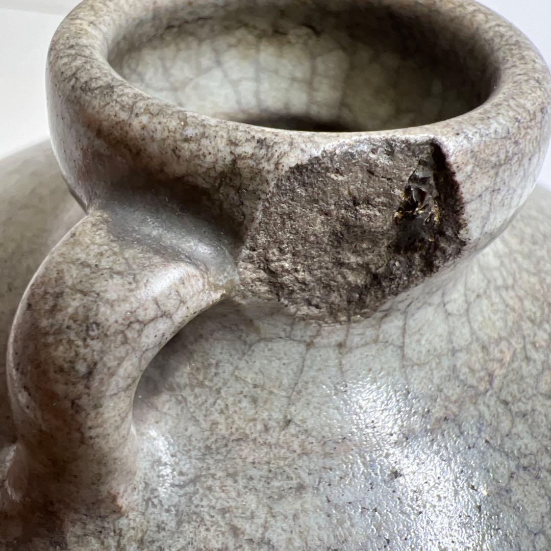古代中国　双耳壺　幅約20/高さ15.5cm 東K8-0227①タトコニ