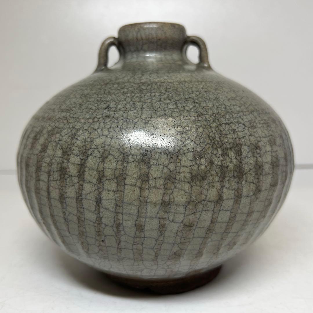 古代中国　双耳壺　幅約20/高さ15.5cm 東K8-0227①タトコニ