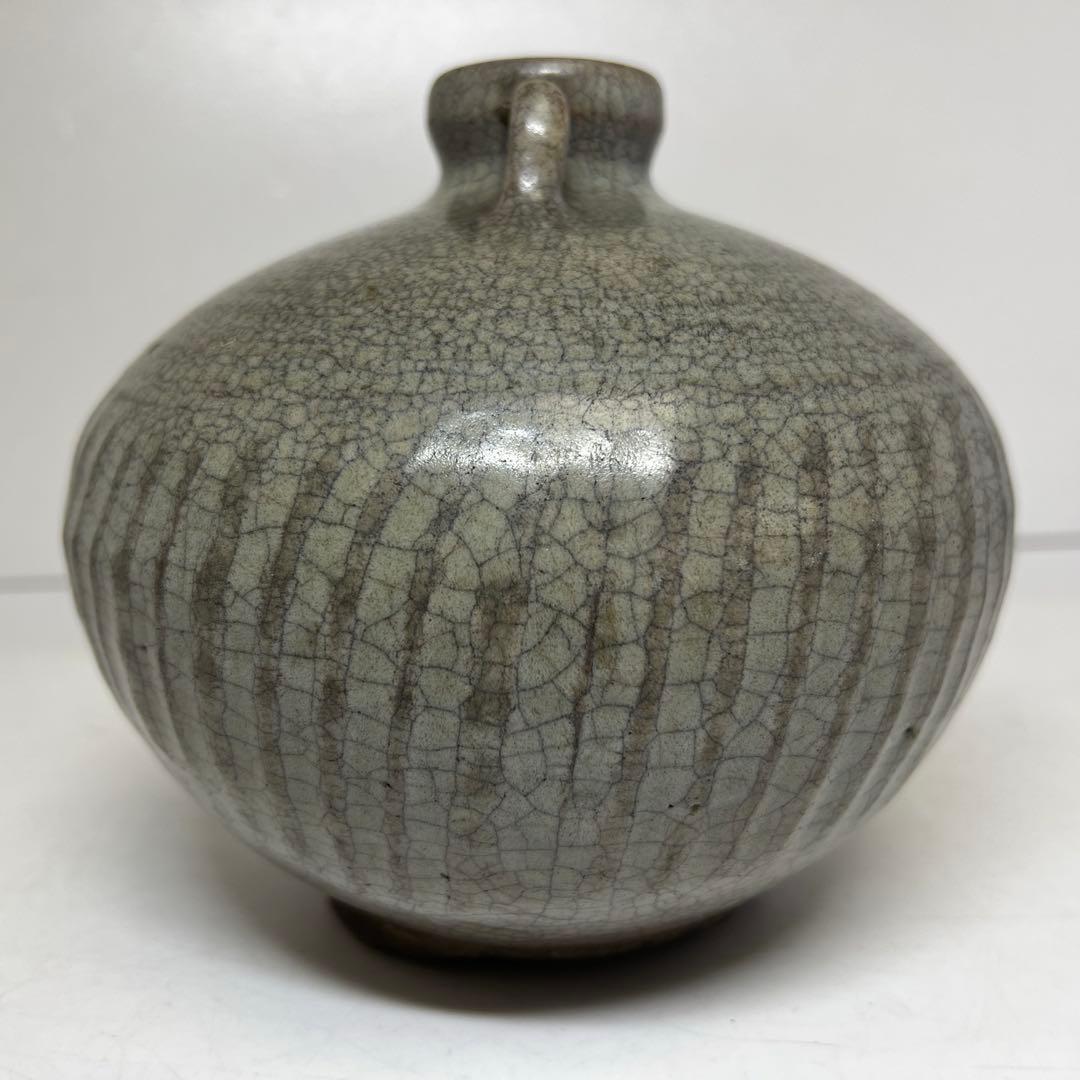 古代中国　双耳壺　幅約20/高さ15.5cm 東K8-0227①タトコニ