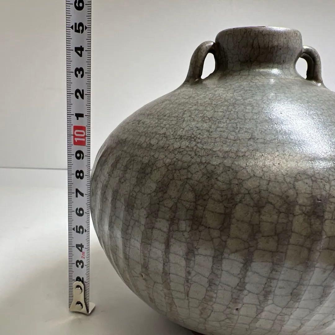 古代中国　双耳壺　幅約20/高さ15.5cm 東K8-0227①タトコニ