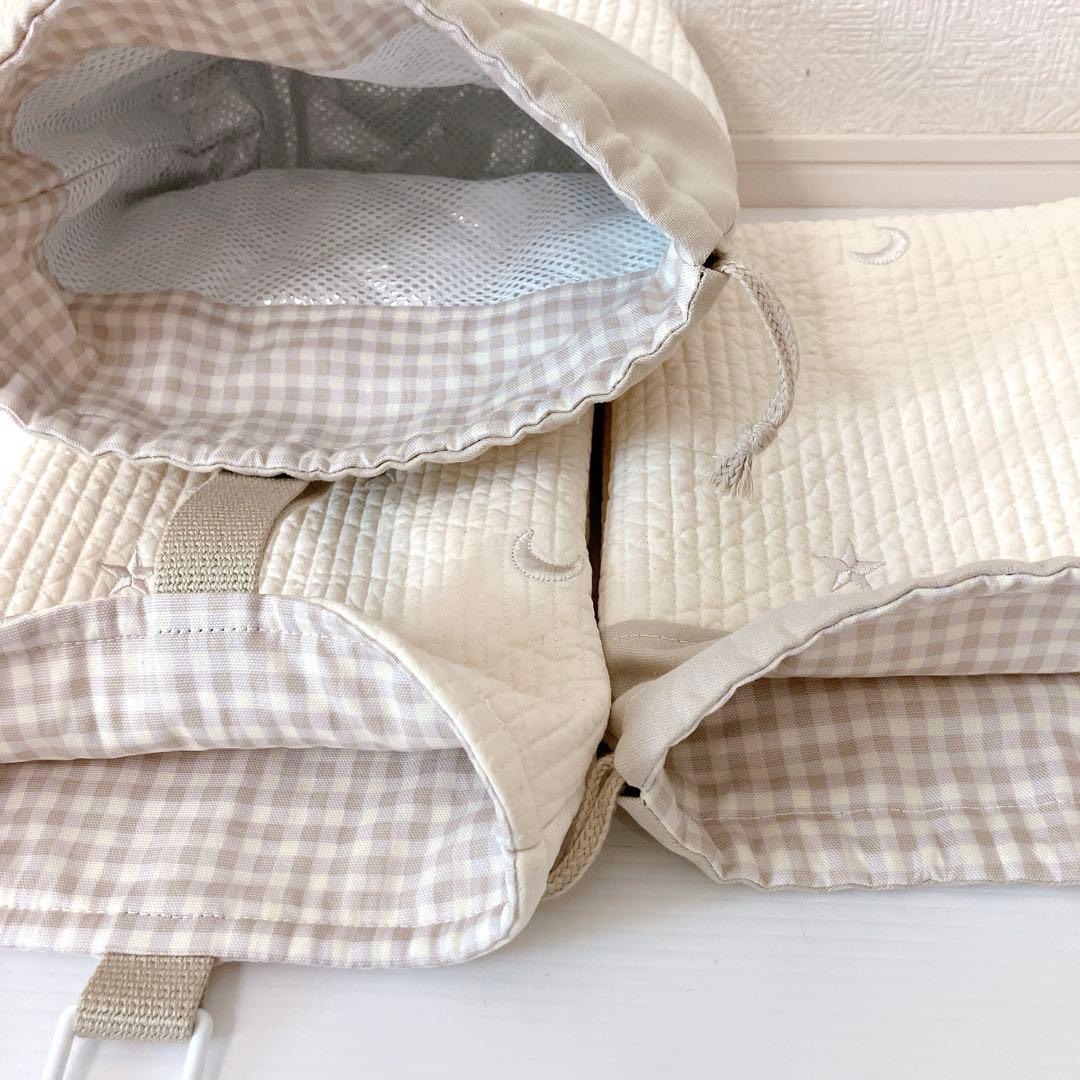 上履き入れ　コップ袋　お弁当袋　ヌビ　ムーンスター刺繍