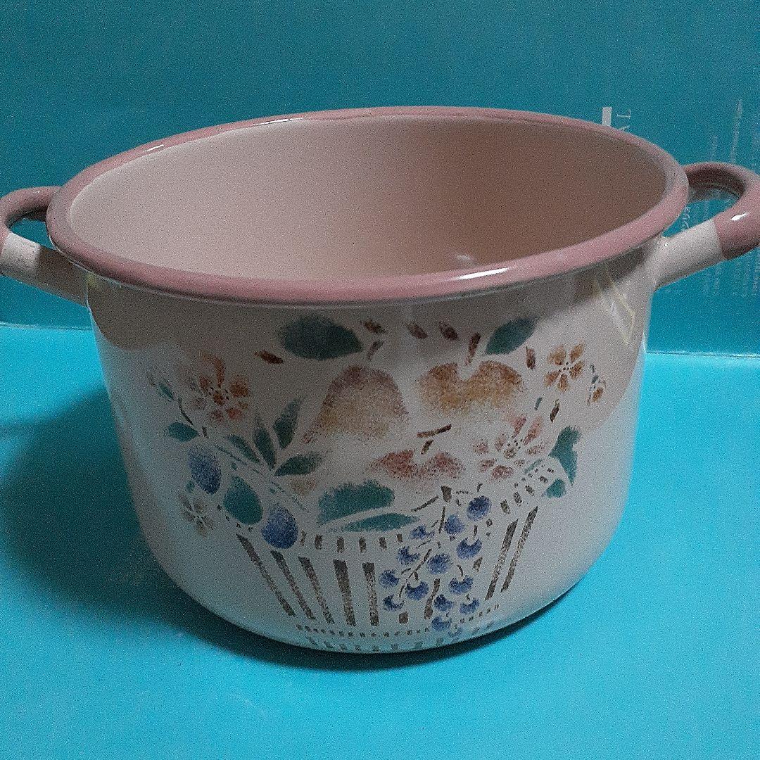 マニー　プロヴァンス　ホーローストッカー　両手鍋 　花と果物デザイン
