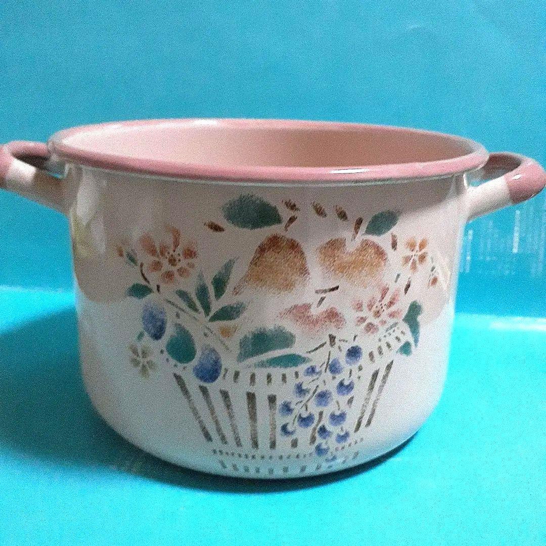 マニー　プロヴァンス　ホーローストッカー　両手鍋 　花と果物デザイン