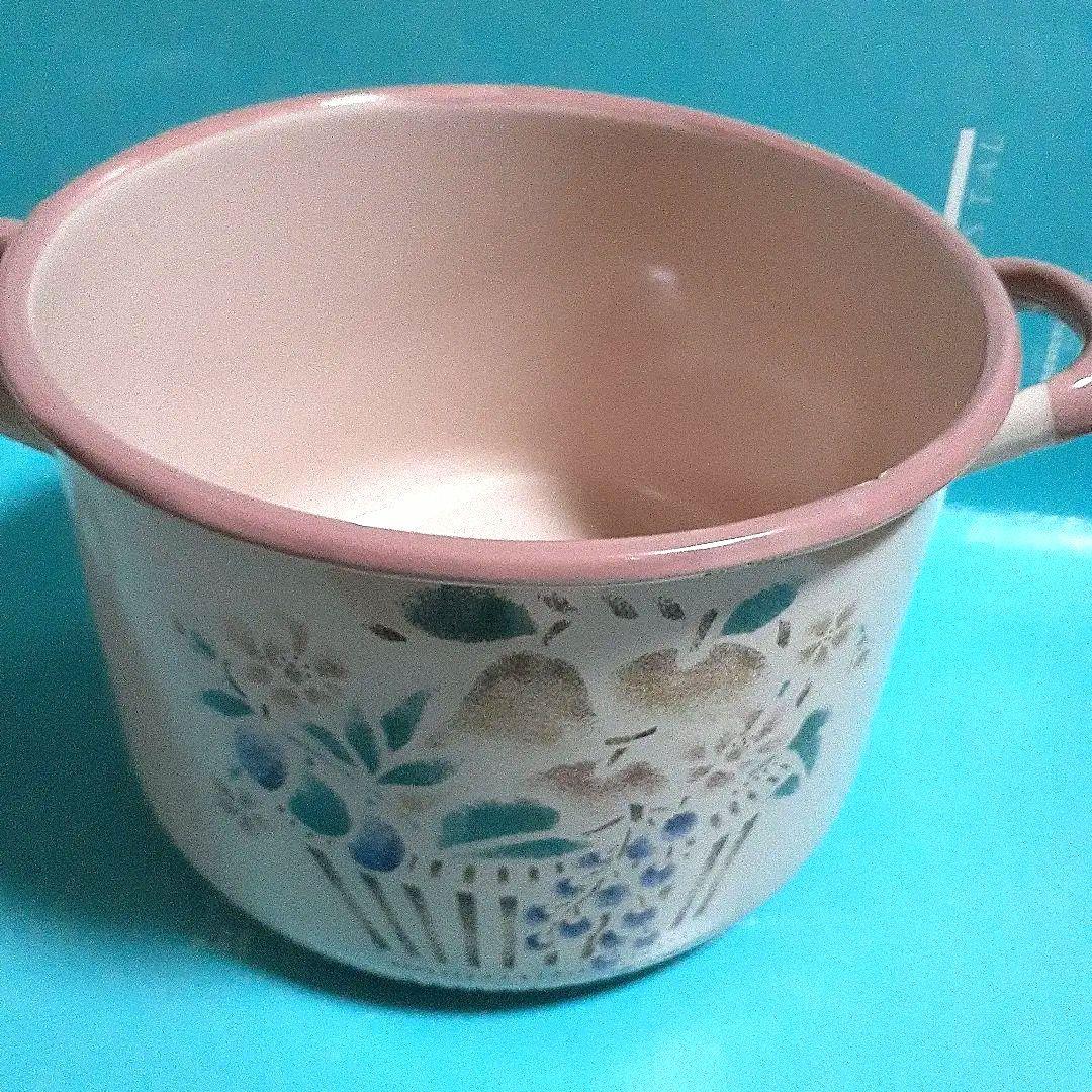 マニー　プロヴァンス　ホーローストッカー　両手鍋 　花と果物デザイン