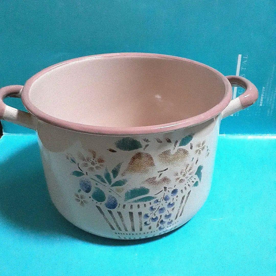 マニー　プロヴァンス　ホーローストッカー　両手鍋 　花と果物デザイン
