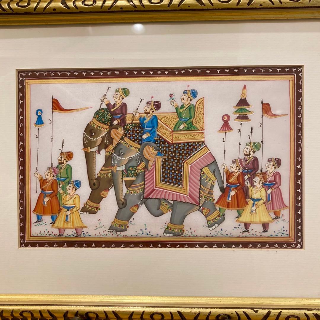 絵画 インドの細密画（ミニアチュール Miniature）シルク素材