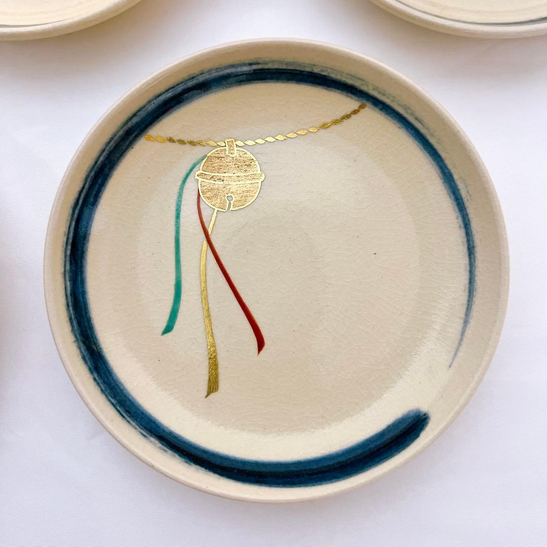 十六代 永楽善五郎 即全作 仁清写神鈴之絵 銘々皿　五客