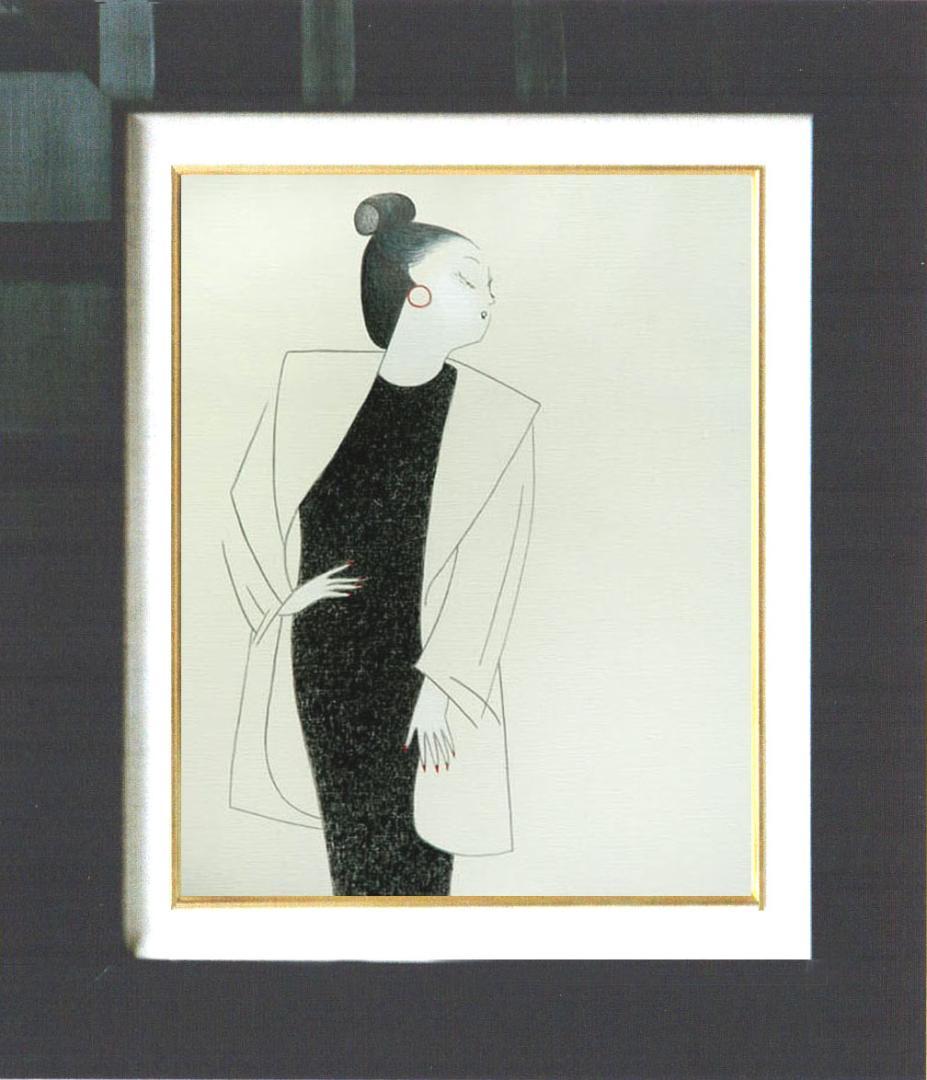 油絵 菅家令子 絵 絵画 インテリア 額付(白) F6-082511 人物 女性