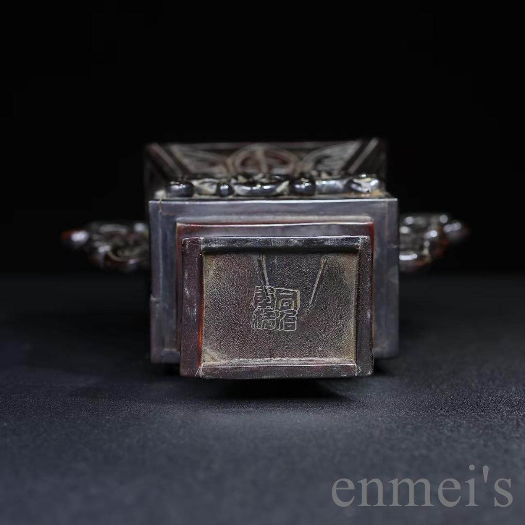 中国古美術『旧蔵 牛角彫刻 螭龍杯置物』龍文 風水 極細工 古玩 骨董品 古美味