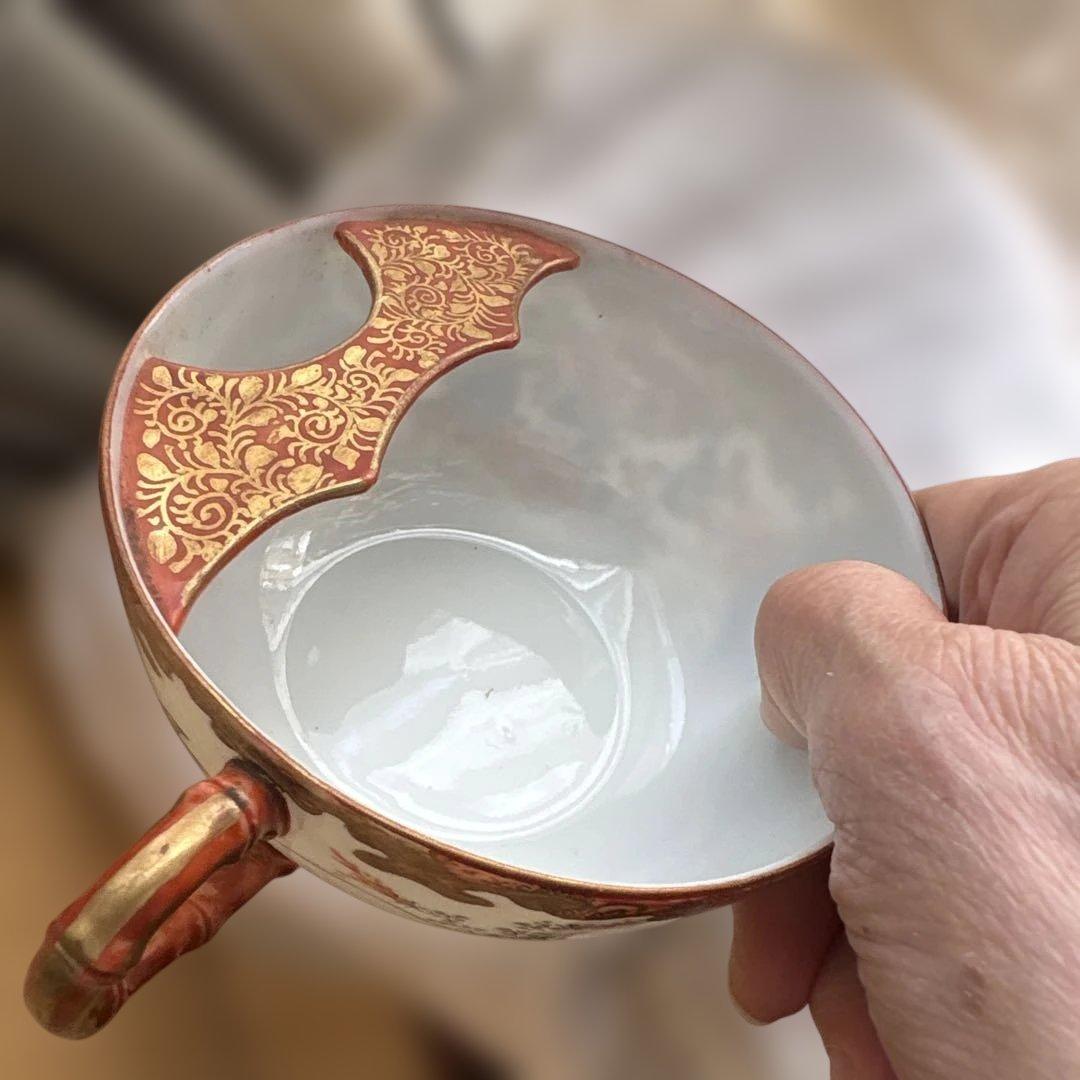 特別出品　逸品　レア里帰りシェービングカップ＆ソーサー綿埜製逸山画九谷　古美術品