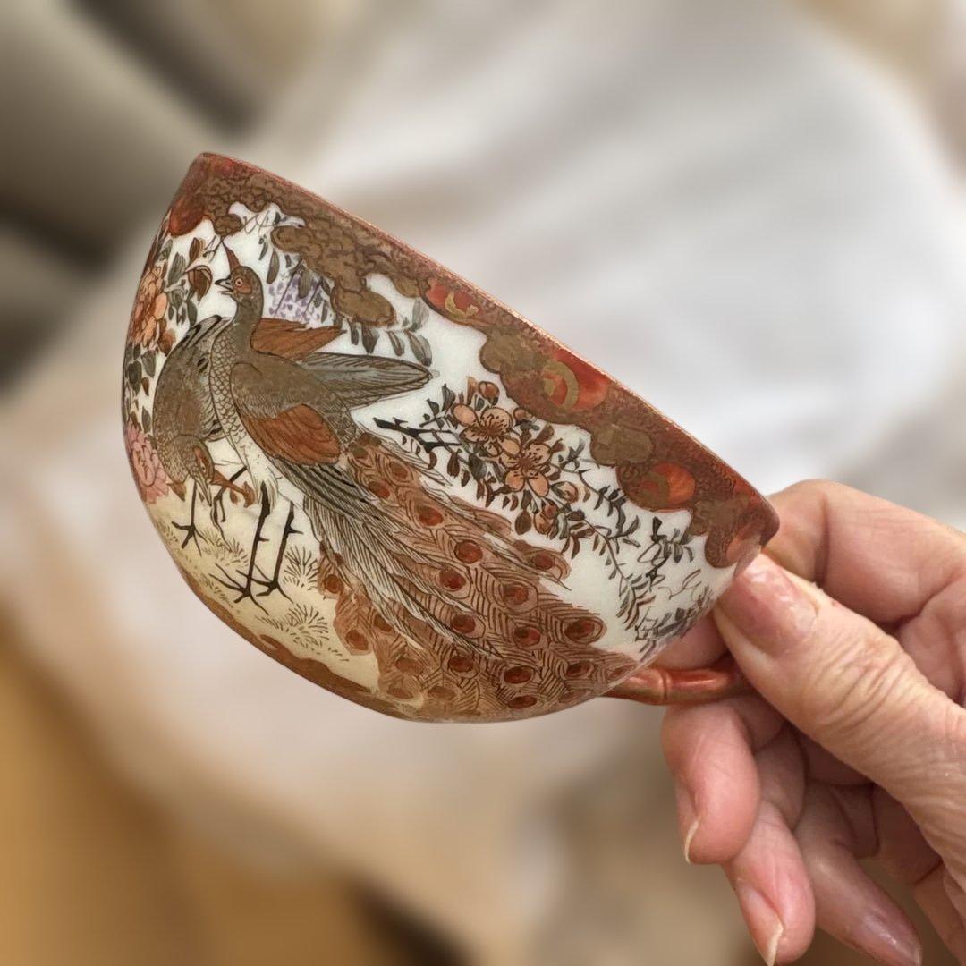 特別出品　逸品　レア里帰りシェービングカップ＆ソーサー綿埜製逸山画九谷　古美術品