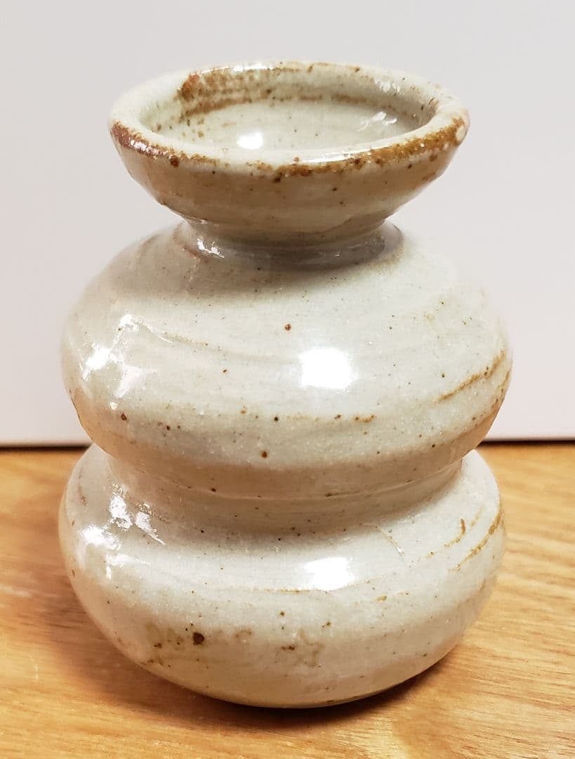 陶器　小花差し　花瓶　轆轤手作り　民芸風