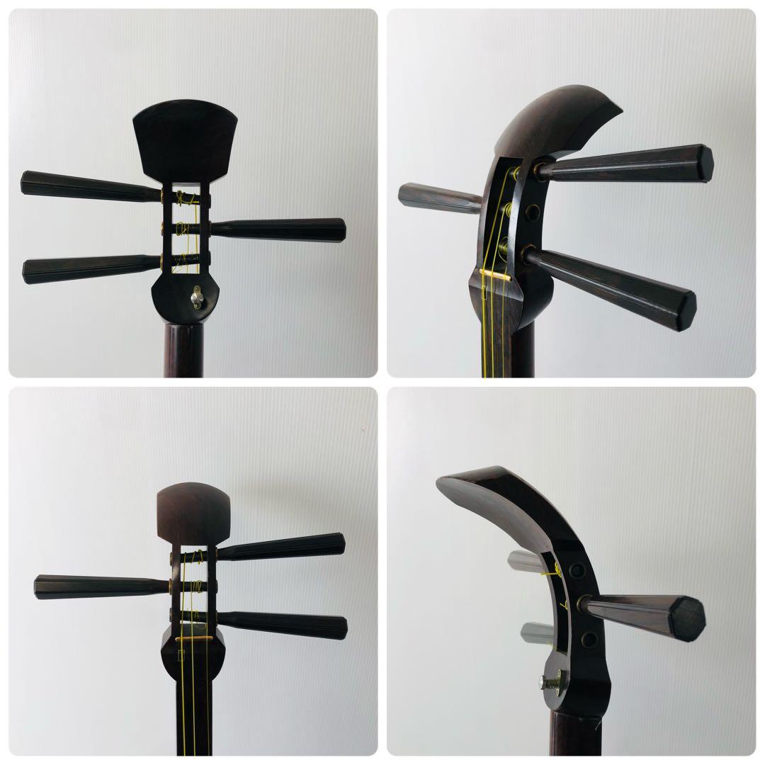 中棹三味線 綾杉胴 金細 東さわり ハードケース 棹太さ2.8cm 皮やぶれなし