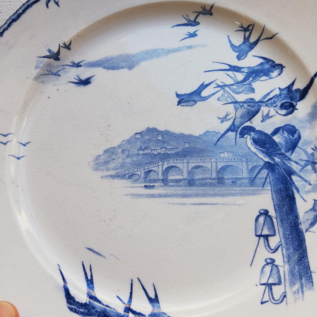 フランス アンティーク　ツバメ　鳥　プレート　平皿